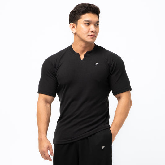 Cotton Rib V Neck Shirts for Casual Sports Gym Running FTS-072