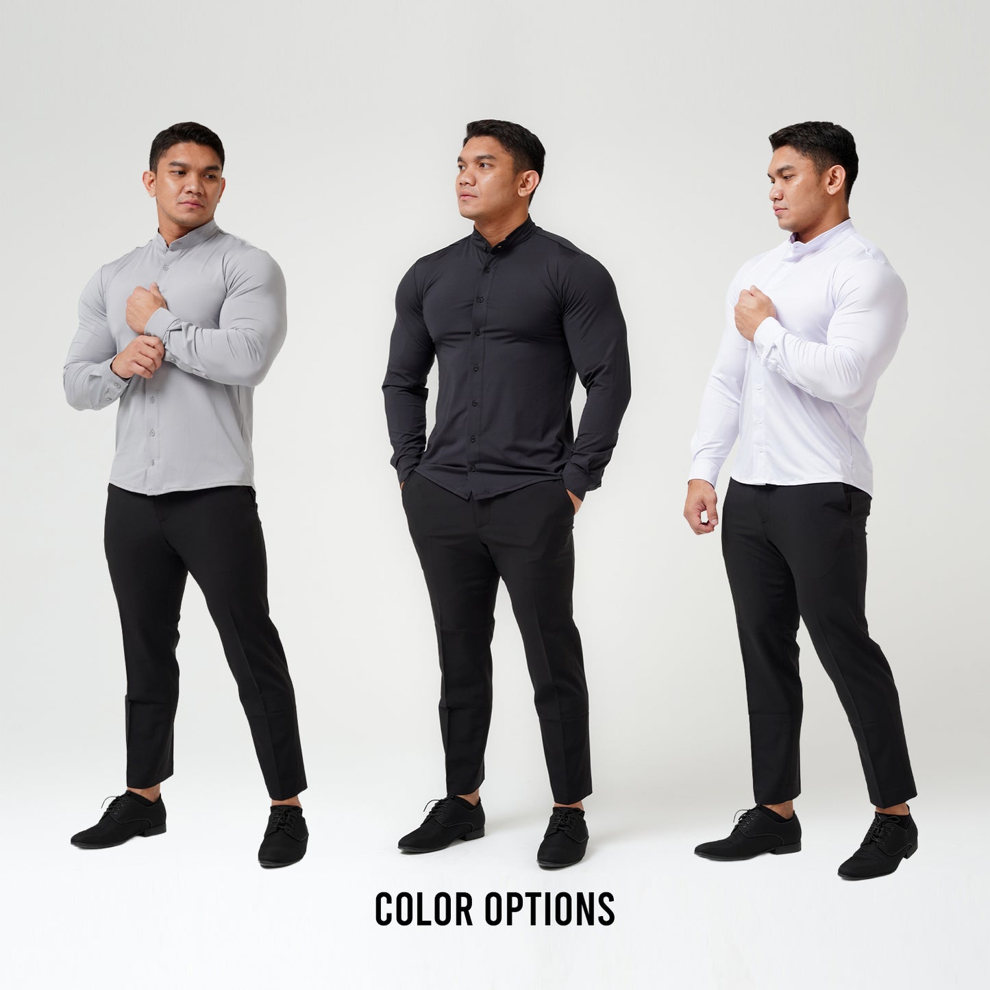 Ichto Kemeja Shanghai Neck Kerah Koko Bodyfit IKK-007