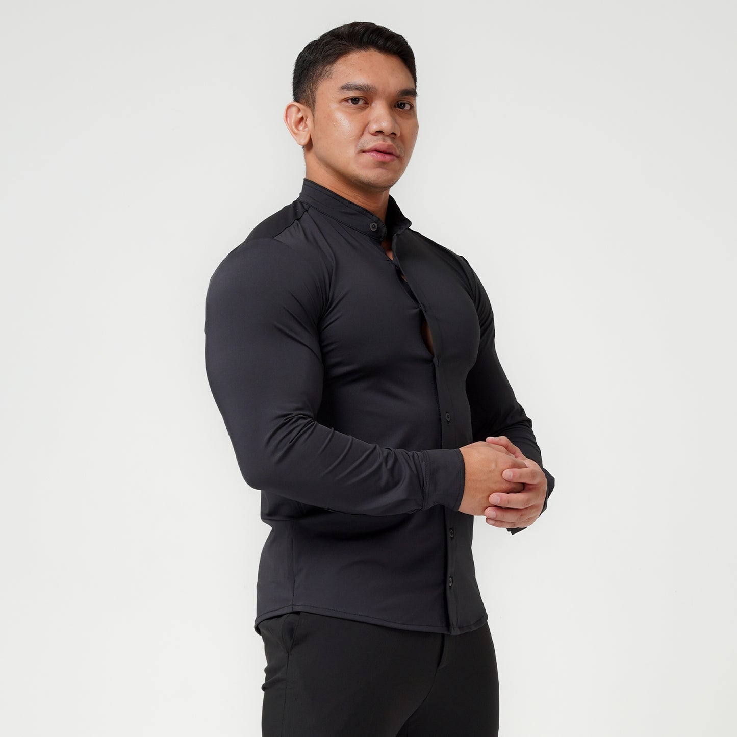 Ichto Kemeja Shanghai Neck Kerah Koko Bodyfit IKK-007