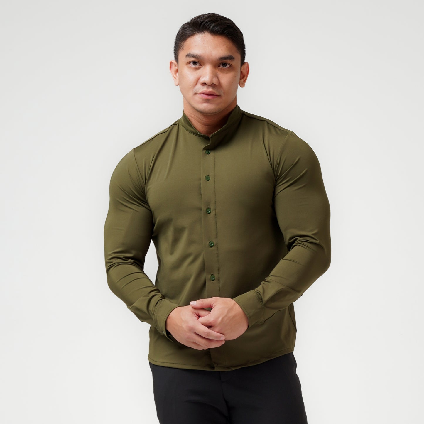 Ichto Kemeja Shanghai Neck Kerah Koko Bodyfit IKK-007