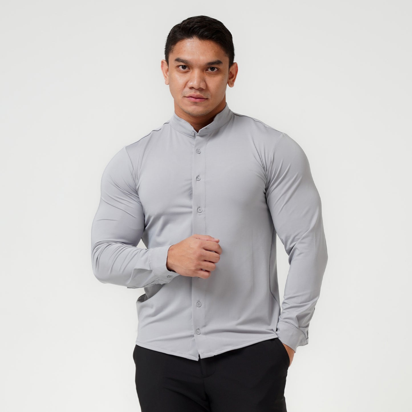 Ichto Kemeja Shanghai Neck Kerah Koko Bodyfit IKK-007