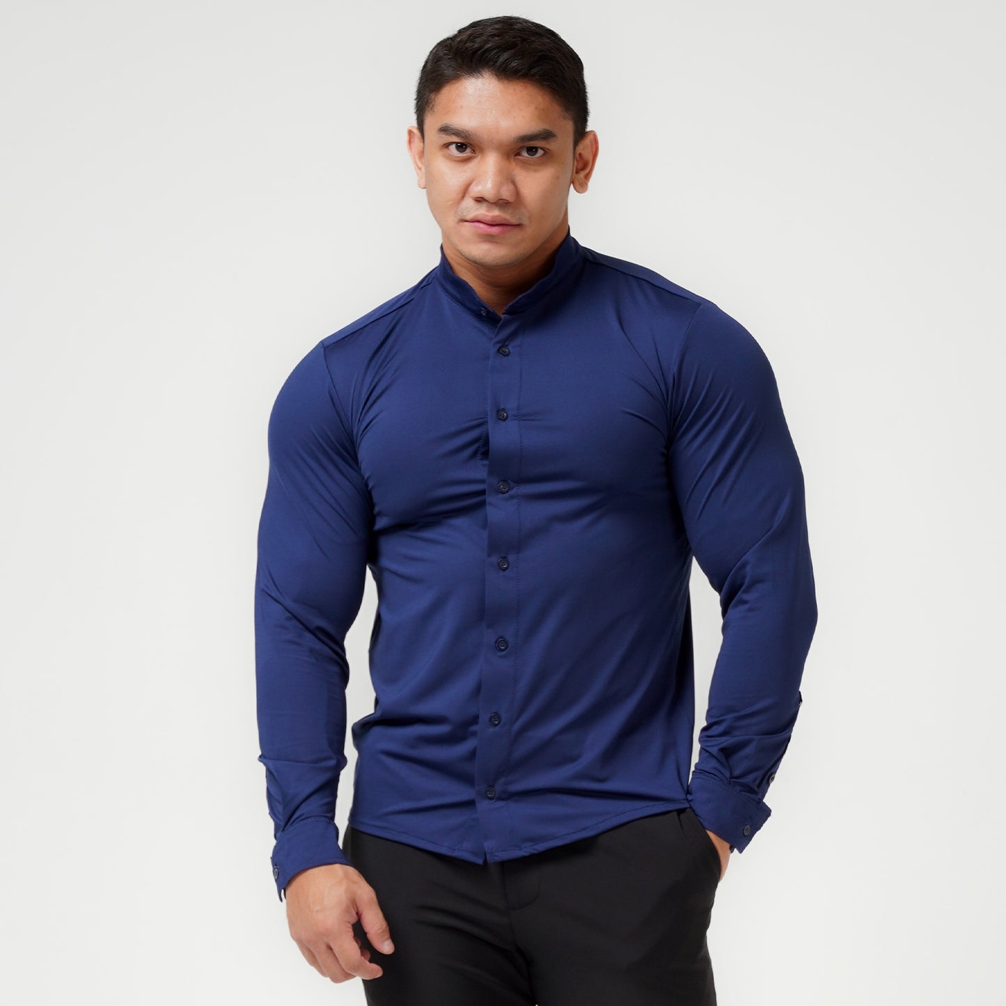 Ichto Kemeja Shanghai Neck Kerah Koko Bodyfit IKK-007