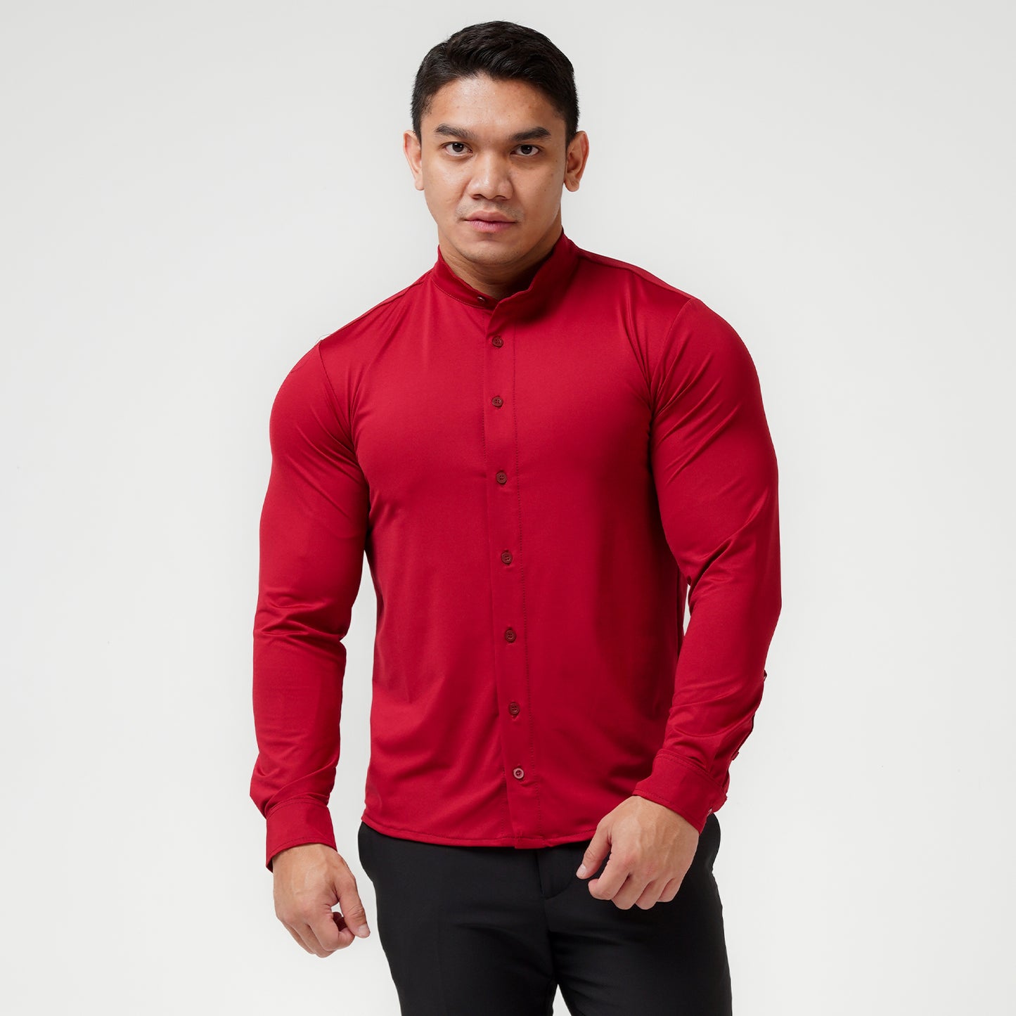 Ichto Kemeja Shanghai Neck Kerah Koko Bodyfit IKK-007