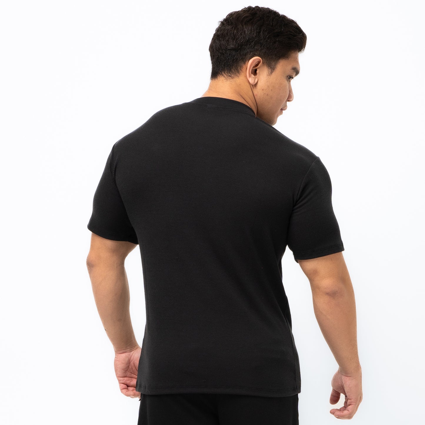 Cotton Rib V Neck Shirts for Casual Sports Gym Running FTS-072