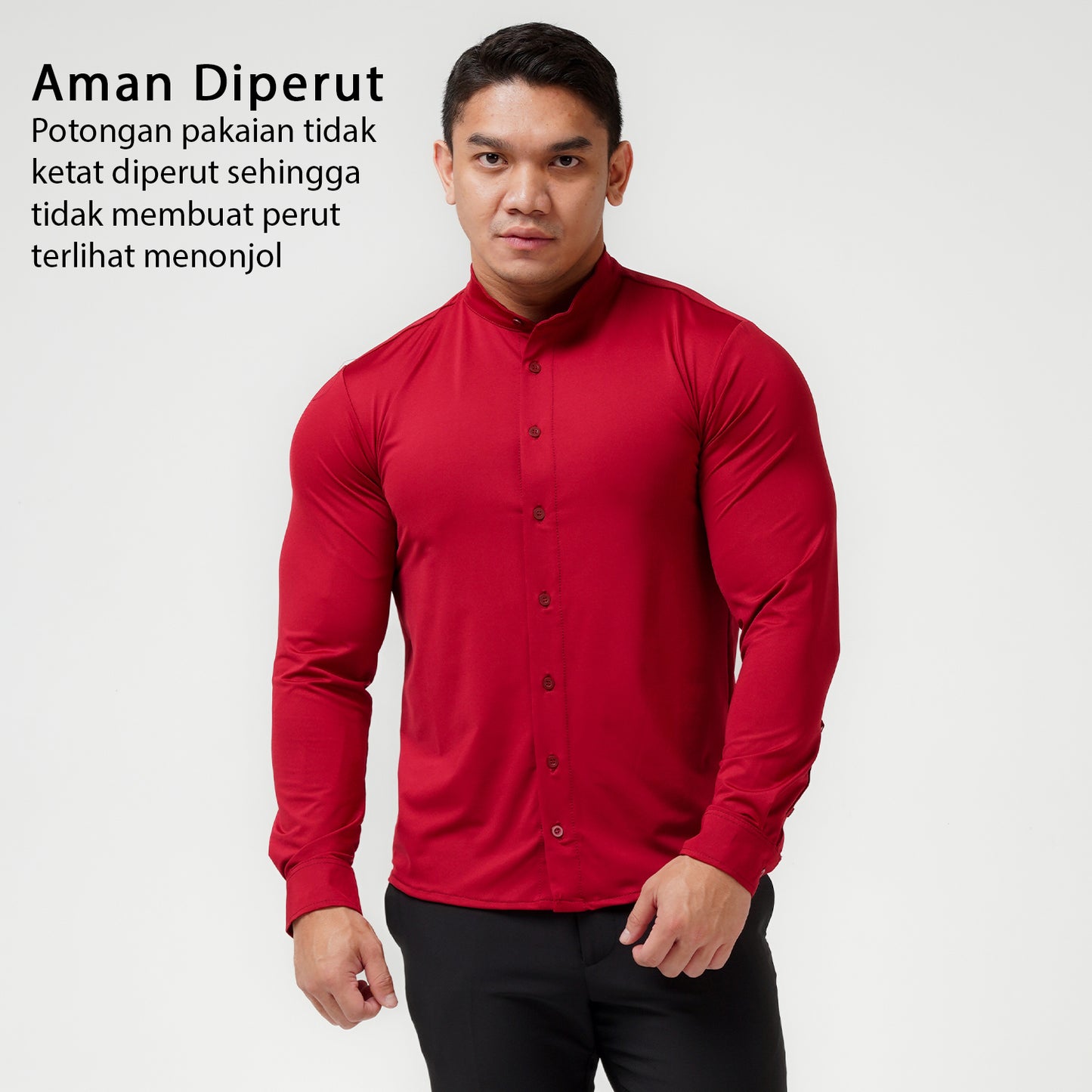 Ichto Kemeja Shanghai Neck Kerah Koko Bodyfit IKK-007